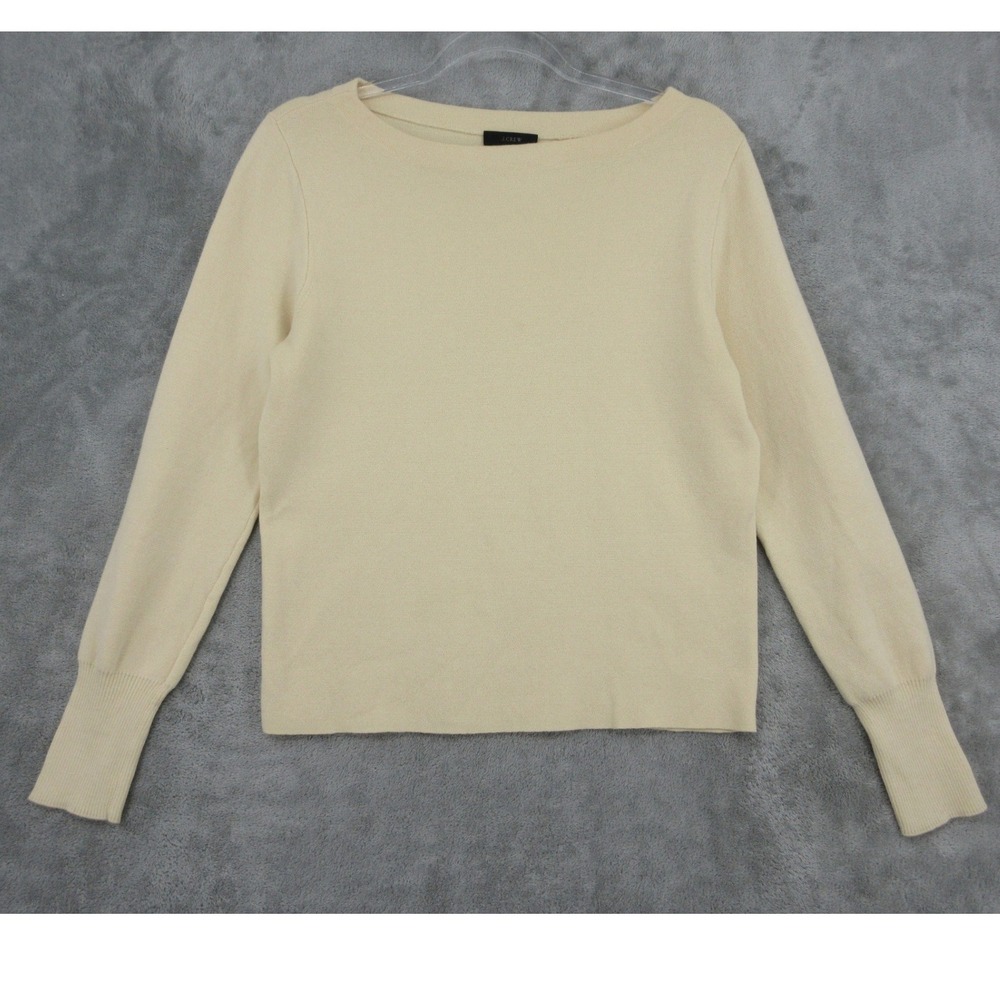 J Crew Sweater Womens Size S Merino Wool Boat Neck Cream Quiet Luxury Pullover